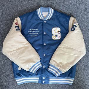 Veste de baseball unisexe surdimensionnée en laine à col montant, style varsity, personnalisée pour homme, brodée, vente en gros, streetwear - Product Image 3