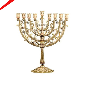2025 Elegant Look Golden Finished Jewish Menorah 9 Branch <b>Candle</b> <b>Stand</b> For Home - Product Image 1