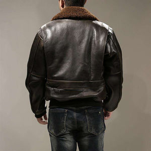 HEXIQON International G1 Blouson Aviateur d'Hiver en Cuir de Vachette Véritable 100% de Haute Qualité Noir Vieilli avec Support en Toile - Product Image 4