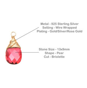 13x9mm Rosa Calcedonia Forma de pera Briolette Corte Colgante 18K Oro Vermeil y Plata de Ley 925 Alambre Envuelto Colgantes finos Encantos - Product Image 5