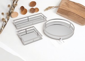 Luxury Gold Metal Decorative Serving Tray Set Modern Geometric Shapes Sleek Finish Stylish Organizer for <b>Coffee</b> <b>Table</b> Decor - Product Image 4
