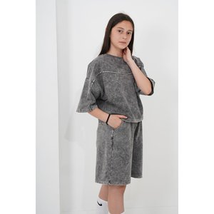 Quá Khổ rửa hai-chủ đề Quần Short vải thiết lập cho cô gái cho mùa hè - Product Image 3