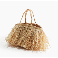 Sac fourre-tout en paille bohème fait à la main avec franges, sac à main écologique naturel, sac à main d'été pour femmes, vente en gros du Vietnam