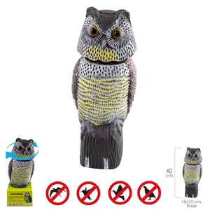 Dissuasore per uccelli a forma di gufo con testa rotante 40 cm. - Product Image 1