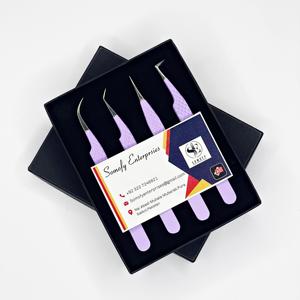 แหนบต่อขนตาสแตนเลสสีม่วงด้าน พร้อมโลโก้ OEM ปลายไฟเบอร์สีเงิน ใหม่ ยั่งยืน ผลิตโดย Somofy Enterprises คุณภาพสูง - Product Image 5