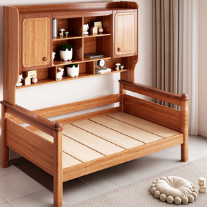 Litera doble sobre doble de madera maciza de caoba estilo vintage - Product Image 1