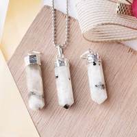 Oferta Especial: Colgante de Piedra Lunar Arcoíris con Forma de Bala, Cruz y Animal de la Hada del Amor, Hecho a Mano con Alambre Envolvente, Letras de Boda Feng Shui