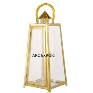 Attractive Design Golden Metal Lanterns Made of Stainless Steel Lantern With Glass for Home <b>Garden</b> Indoor and Outdoor Usage - Product Image 1