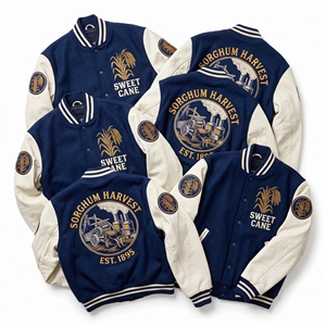 Wholesale Supplier Wool Letterman <b>Coat</b> Charcoal <b>Grey</b> Varsity Jacket Wheat Grain Farro Embroidery Beige Leather Sleeves - Product Image 2