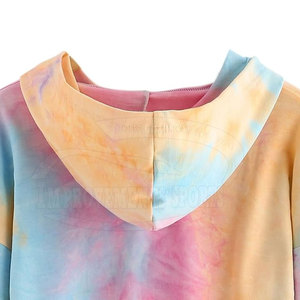 Tie Dye Printing Premium Quality Women Crop Top Hoodies Venta en línea Color sólido Crop Top Hoodies - Product Image 5
