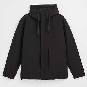 Chaqueta de lluvia impermeable deportiva de algodón ligero para invierno con logotipo personalizado OEM para hombre, chaqueta cortavientos de entrenamiento con capucha y cremallera de gran tamaño - Product Image 5