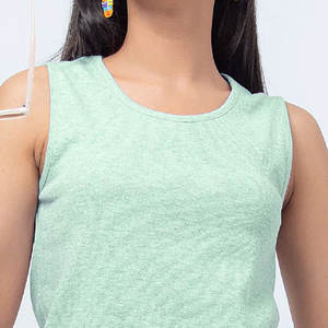Camiseta sin mangas acanalada transpirable de verano de alta calidad para mujer, ropa de entrenamiento con cuello redondo en tallas grandes, Color sólido para Fitness - Product Image 6