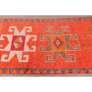Turkish <b>Runner</b> <b>Rug</b>, 3x11.6 ft Vintage <b>Rug</b>, Orange Herki Wool <b>Rug</b> - Product Image 4