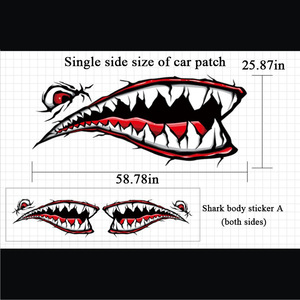 Car Sticker Shark Mouth Design Large Car Body Side Scratch <b>Cover</b> Creative Decal - Product Image 6
