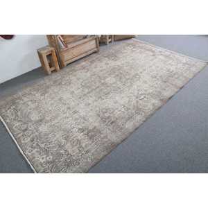 Tapis turc vintage, grand tapis de 5,2 x 9,1 pieds, tapis oriental gris et blanc - Product Image 2