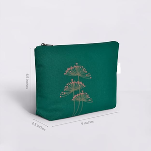 Bolsa de viaje para cosméticos ecológica unisex, lona de algodón, yute, estilo étnico personalizado, patrón de letras, cierre de cremallera, precio al por mayor - Product Image 2