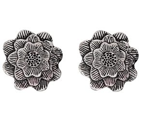 Direct Indian Supplier's Best Selling High Quality High Grade Embellished Flower Oxidised <b>Silver</b> <b>Stud</b> Fashion <b>Stud</b> Earrings - Product Image 1
