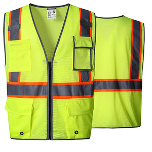 Chaleco de seguridad de microfibra transpirable de alta visibilidad para correr tráfico construcción seguridad reflectante venta al por mayor precio bajo - Product Image 1