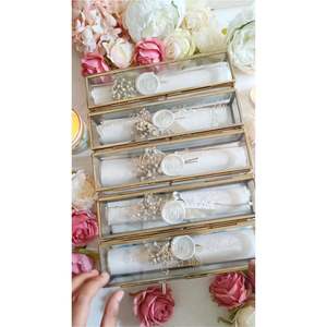 Luxury Glass <b>Wedding</b> Scroll Display <b>Box</b> Brass Frame Invitation Case Decorative Long Glass <b>Keepsake</b> Boxfor Graduation Certificate - Product Image 2