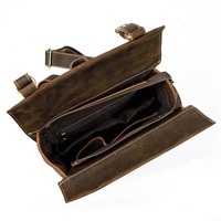 Sac à dos en cuir véritable marron Crazy Horse rétro pour homme, sac d'école pour ordinateur portable 14 pouces, résistant à l'eau, fermeture éclair, marque personnalisée