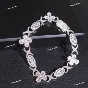 Iced Out Clover Bracelet <b>Silver</b> Moissanite Diamond Look Luxury Hip Hop Bling Statement Bracelet Gift <b>For</b> <b>Men</b> Women - Product Image 2