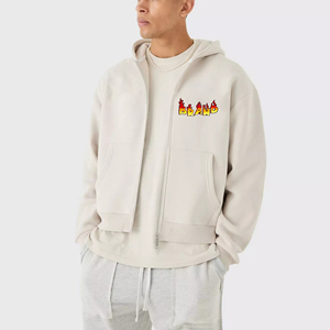 Sudadera con Capucha para Hombre, Talla Grande, 450GSM, Impresión Digital, 100% Algodón, Cierre de Cremallera, para Invierno 2025 - Product Image 3