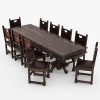 Ensemble de table à manger moderne en teck massif de 11 pièces avec 10 chaises à double piétement, meubles de salle à manger personnalisables