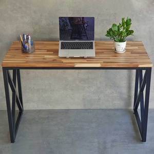 HBMN035 120x60cm Acacia Wood PC <b>Desk</b> with X-Shaped Iron Legs Simple Minimalist Style Office <b>Desk</b> for Hotels <b>Folding</b> Feature - Product Image 3