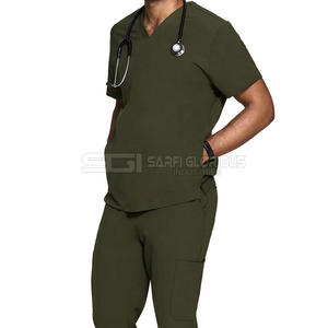 Conjunto de Uniforme Médico Personalizado OEM Color Verde Azulado para Hombre, Uniforme de Enfermero con Paneles en Contraste, Cuello en V, Manga Corta, para Clínica y Hospitales - Product Image 6