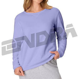 Sudadera clásica azul cielo para mujer, tacto de algodón suave, ajuste relajado, estilo urbano, uso diario para otoño e invierno, tendencia de superposición - Product Image 1