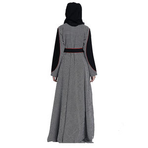 Abaya musulmana modesta para mujer al por mayor, adornos de borlas de estilo abierto clásico, transpirable de chifón color personalizado, moda sencilla - Product Image 2