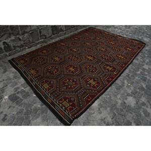 Dân tộc cổ điển Thổ Nhĩ Kỳ Thảm màu nâu đỏ mô hình chắp vá lớn 6.4x10 ft len sinh thái thân thiện vừa đống Latex phòng ăn - Product Image 3