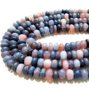 Natural lavanda azul ópalo Rondelle liso 8-9mm cuentas joyería fabricación cuentas de piedras preciosas hebra 8 pulgadas de largo - Product Image 1