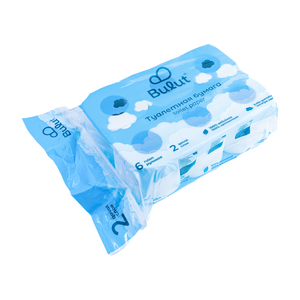 Papel Higiénico Suave y Ecológico de 2 Capas y 3 Pliegues, Hecho con Pulpa de Madera Virgen, Paquete de 6 Rollos, Paquete de 10 Paquetes, para Uso Doméstico, Bulut - Product Image 1