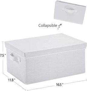 Linen Fabric Foldable <b>Storage</b> Boxes Organizer Containers <b>Baskets</b> Cube With Cover for Home Bedroom Closet Office Nursery OEM - Product Image 6