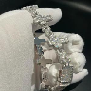 925 Sterling Silver Iced Out Moissanite Diamond Bracelet VVS / Hip Hop Bijoux Moissanite Round Cut Diamond Fancy Bracelet - Product Image 2