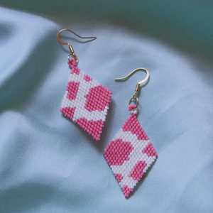 Embroidered Statement Dangle <b>Earrings</b> Embroidered Minimalist <b>Earrings</b> - Product Image 6