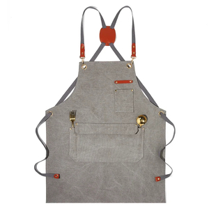 Babero de cocina con logotipo personalizado, impermeable, a prueba de aceite, delantal de algodón para mujeres, hombres, camareros, belleza, peluquería, trabajadores de restaurantes - Product Image 1