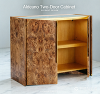 Meuble d'appoint contemporain Brummell - Console avec placage de bois exotique et plateau en verre