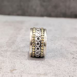 Spinner Band Bague de méditation Bague en argent sterling 925 pour femme Bague de pouce Yoga Bijoux faits à la main Anxiété de Noël Bague Spinner unisexe - Product Image 5