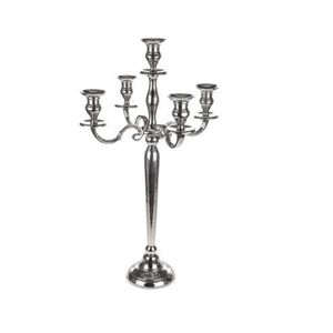 Bougeoir en métal nickelé avec verre transparent - Décoration d'intérieur élégante, pièce maîtresse 10x10x37 cm - Product Image 5