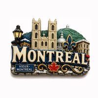 Vente en gros de souvenirs de réfrigérateur Art Déco 3D en résine peinte à la main, ODM, en polyrésine de qualité supérieure, forme personnalisée, touristiques, pour le Canada, le Québec et Montréal