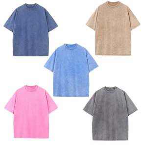 Camiseta de algodón 100% en blanco de gran tamaño personalizada de alta calidad para hombre, camisetas de algodón orgánico Vintage estampadas, camiseta de lavado ácido al por mayor - Product Image 6