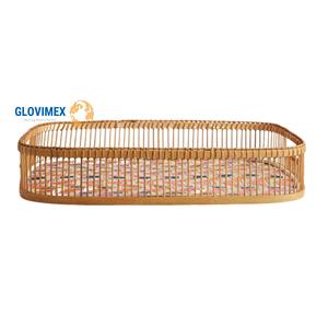 Comida hecha a mano Bandejas de comedor Decoración Bandeja de ratán de bambú Organización del hogar Productos Decoración del hogar Acento - Product Image 1