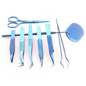 แหนบถอนขนตาสแตนเลสแบบไม่เว้นช่องปลายแหลมทนทานรวมทั้งกรรไกรและกระจกสำหรับศิลปิน - Product Image 1