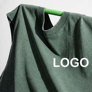 High Street Custom Men Gym Muscle 230G Ropa 100 Algodón Sin mangas Camiseta recortada Hombre Camiseta sin mangas de peso pesado - Product Image 1