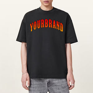 Venta al por mayor de peso pesado de gran tamaño de los hombres camisetas 100% algodón color sólido cuello redondo personalizado serigrafiado logotipo camiseta para hombres - Product Image 3