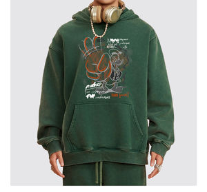 เสื้อสเวตเตอร์แบบบล็อกสีทึบขนาดใหญ่เสื้อมีฮู้ดลำ100% ผ้าฝ้ายปักลายพิมพ์โลโก้แบบกำหนดเองซักได้ - Product Image 4