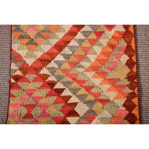 Tapis Kilim 1,7 x 2,6 pieds, tapis turc vintage, tapis patchwork orange rouge - Product Image 3