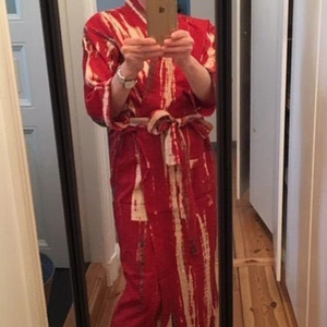 Handmade High Quality Indian Kimono Robe Women Long Sleeve V-<b>neck</b> Tie-Dye Rayon Eco-Friendly Woven Decoration Bow Holiday - Product Image 1